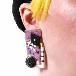 Vintage Jewelry - ❌SOLD❌ Vintage 80s Deco Modern Porcelain Earrings Vintage Jewelry - ❌SOLD❌ Vintage 80s Deco Modern Porcelain Earrings